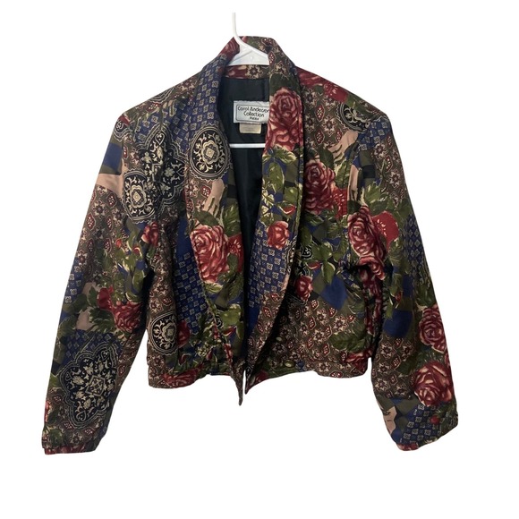 Carol Anderson Collection Petite Floral Rose Patchwork Bomber Jacket - Picture 9 of 10